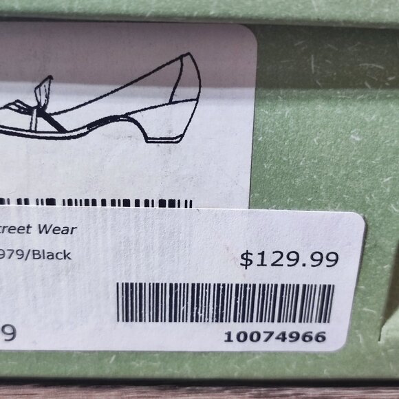 Clarks Everyday Sugar Plum Leather Pumps 9 Black Block Heel Slip On Dress Shoes - Picture 13 of 16